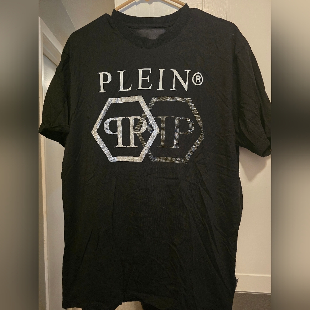 Philipp Plein Black Tee with Silver Logo